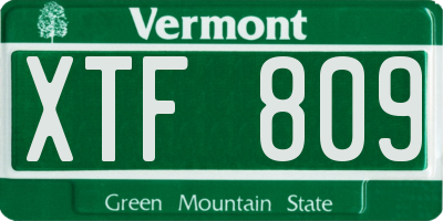VT license plate XTF809