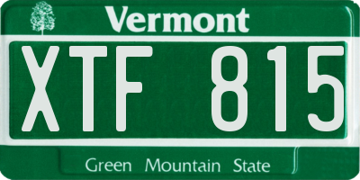 VT license plate XTF815