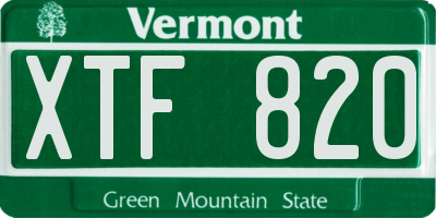 VT license plate XTF820