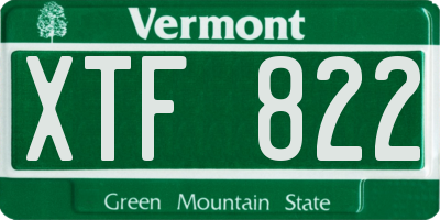 VT license plate XTF822