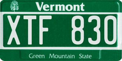 VT license plate XTF830