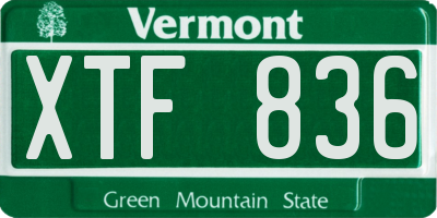 VT license plate XTF836