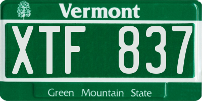 VT license plate XTF837