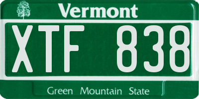 VT license plate XTF838