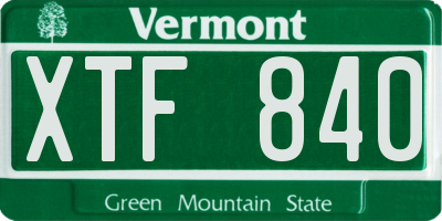 VT license plate XTF840