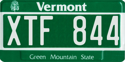 VT license plate XTF844