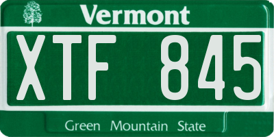 VT license plate XTF845