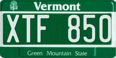 VT license plate XTF850