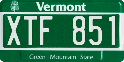 VT license plate XTF851