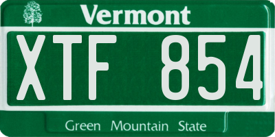 VT license plate XTF854