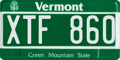 VT license plate XTF860