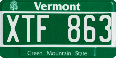 VT license plate XTF863