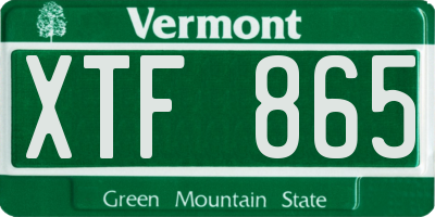 VT license plate XTF865