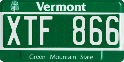 VT license plate XTF866