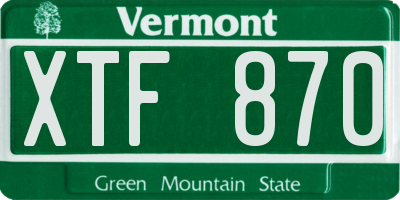 VT license plate XTF870