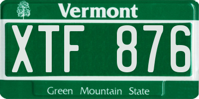 VT license plate XTF876