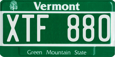 VT license plate XTF880