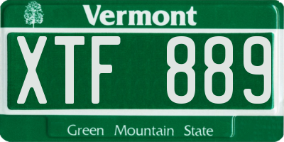 VT license plate XTF889