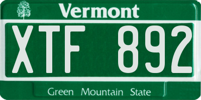 VT license plate XTF892