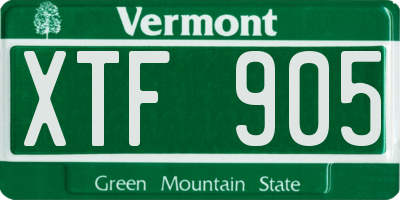 VT license plate XTF905