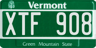 VT license plate XTF908