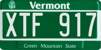 VT license plate XTF917