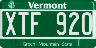 VT license plate XTF920