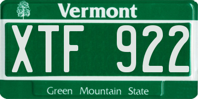 VT license plate XTF922