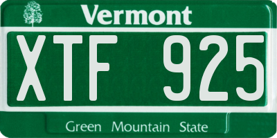VT license plate XTF925