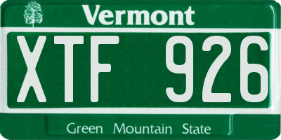 VT license plate XTF926
