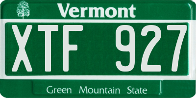 VT license plate XTF927