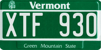 VT license plate XTF930