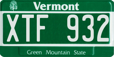 VT license plate XTF932