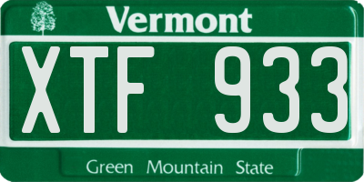 VT license plate XTF933