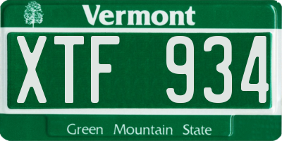 VT license plate XTF934