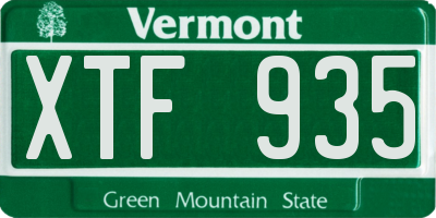 VT license plate XTF935