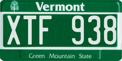VT license plate XTF938