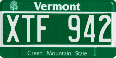 VT license plate XTF942
