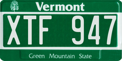 VT license plate XTF947