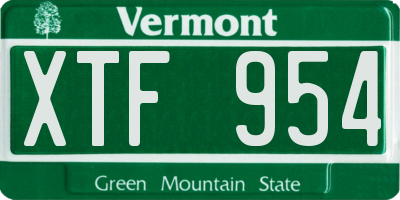 VT license plate XTF954
