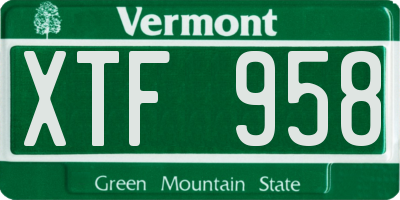 VT license plate XTF958