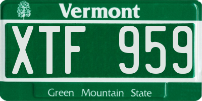 VT license plate XTF959