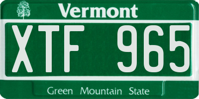 VT license plate XTF965