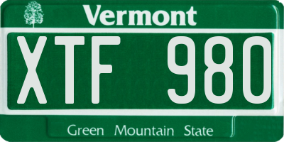 VT license plate XTF980