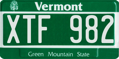 VT license plate XTF982