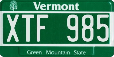 VT license plate XTF985