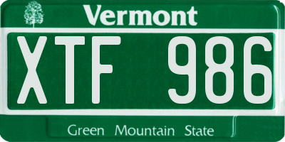 VT license plate XTF986