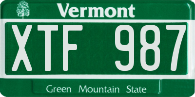VT license plate XTF987