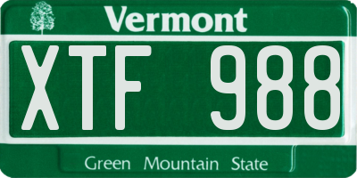VT license plate XTF988