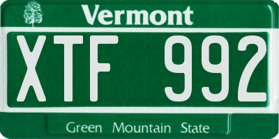 VT license plate XTF992